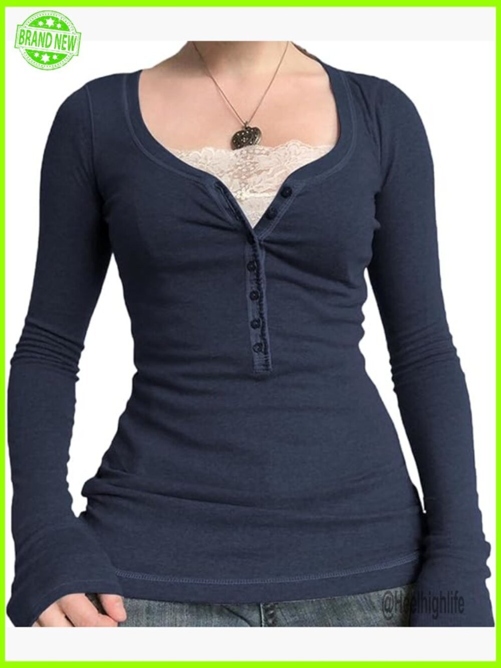 Women's Y2K Fairy Grunge Long Sleeve Henley Tops Vintage Aesthetic Streetwear